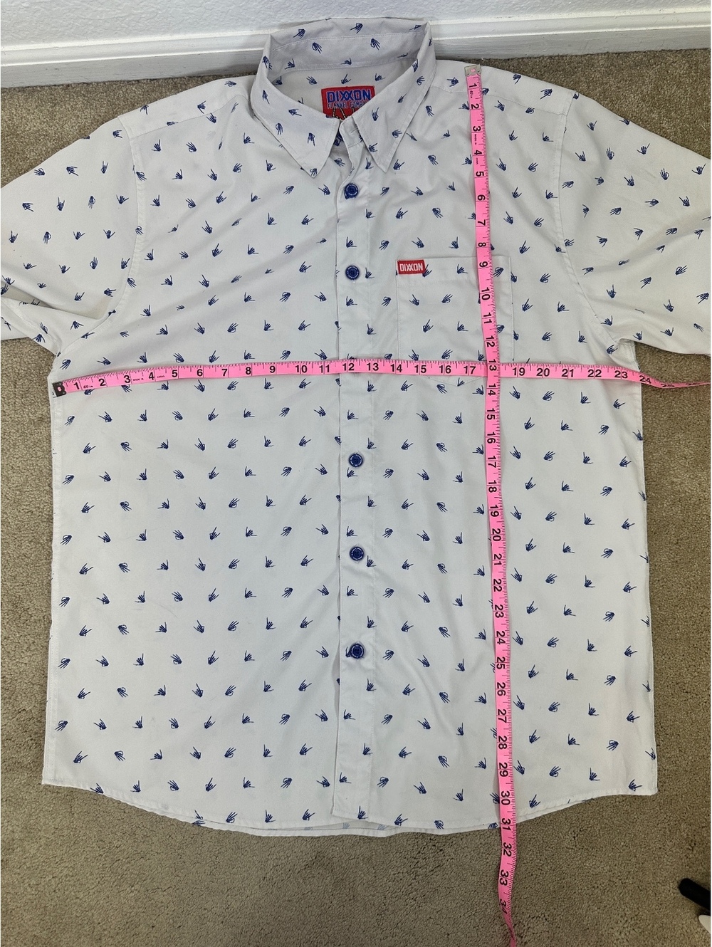 Men’s Sz L Dixxon Brolingual Short Sleeve Button Up Shirt Skeleton Hands Party - Picture 5 of 8